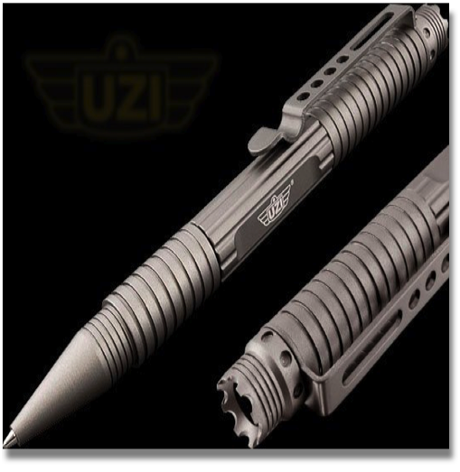 UZI TACTICAL PEN 


Law enforcement professionals know that they always need to expect the unexpected. That a routine traffic stop could become un-routine at any moment. The UZI Tactical Pen takes something as trivial as a pen and turns it into a potential life saving tool. The most unique feature of the pen is that it employs the UZI DNA Catcher on the crown of the pen. The sharpened crown on the end can be used to jab or poke an attacker, which will not only cause extreme pain, but it will also collect the aggressors’ DNA which can be used for future identification.